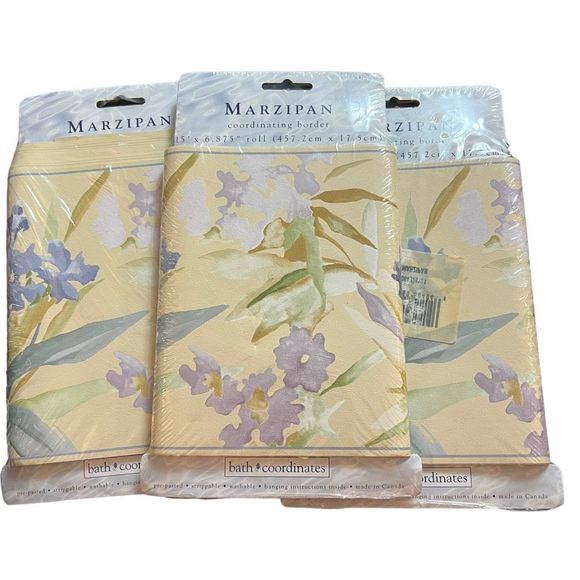 Marzipan Coordinating Border Pre-Pasted Floral Pattern Lot 3 NEW Packs 1 Partial - Picture 2 of 7
